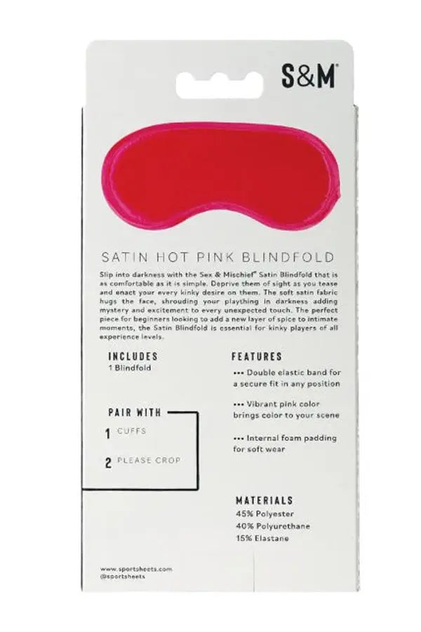 Hot Pink Sex and Mischief Satin Blindfold Eldorado