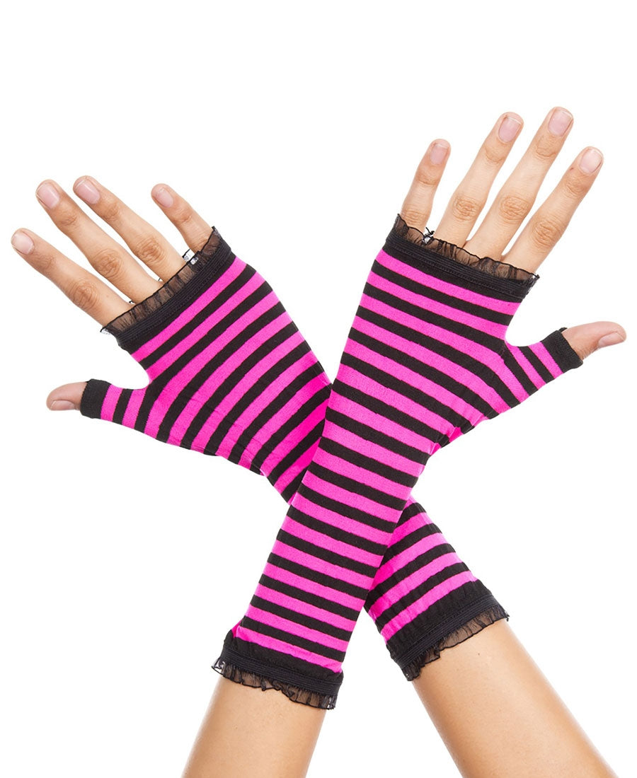 Sexy Striped Gloves W/Lace