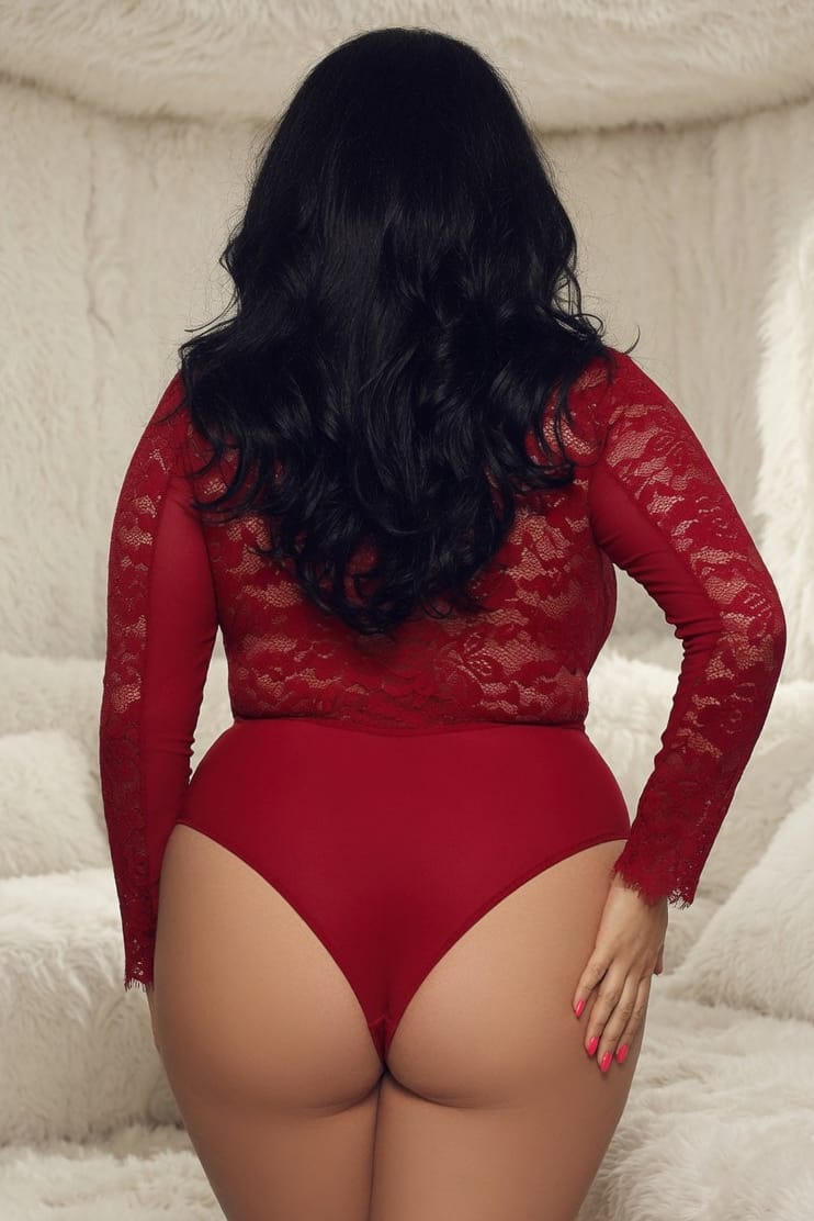 Plus Size Red Unforgettable Lace and Mesh Teddy