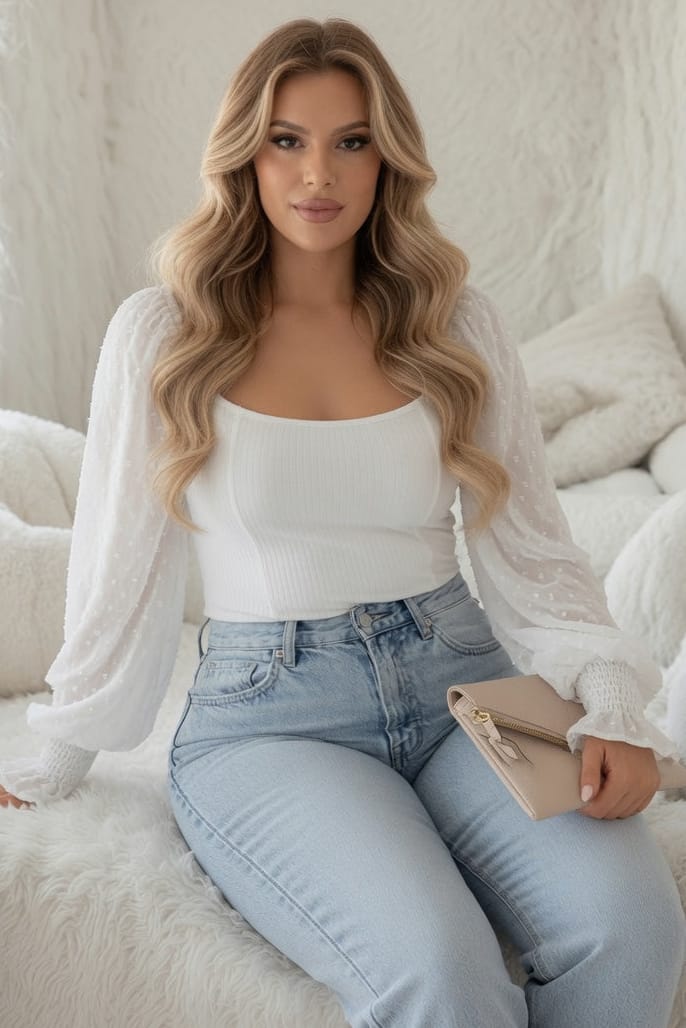 Plus Size White Off Shoulder Ribbed Bodysuit