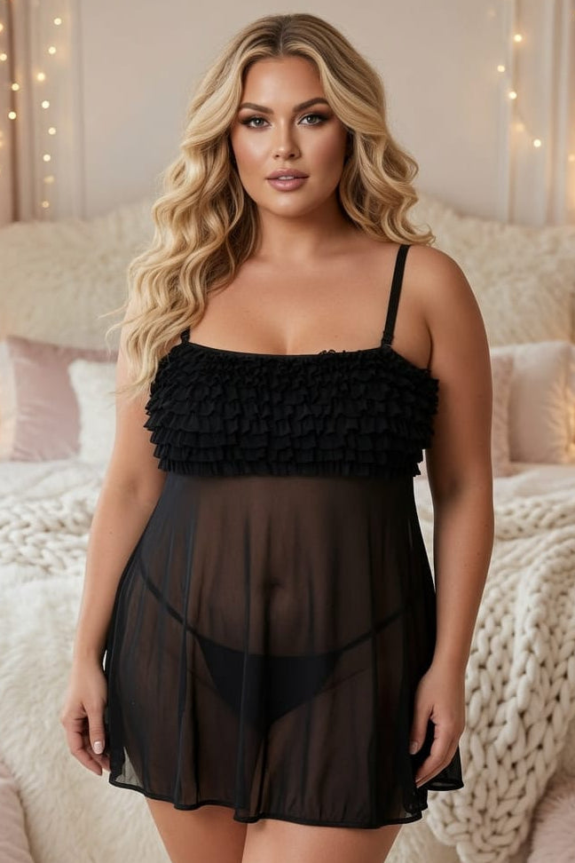 Plus Ruffle and Sheer Babydoll