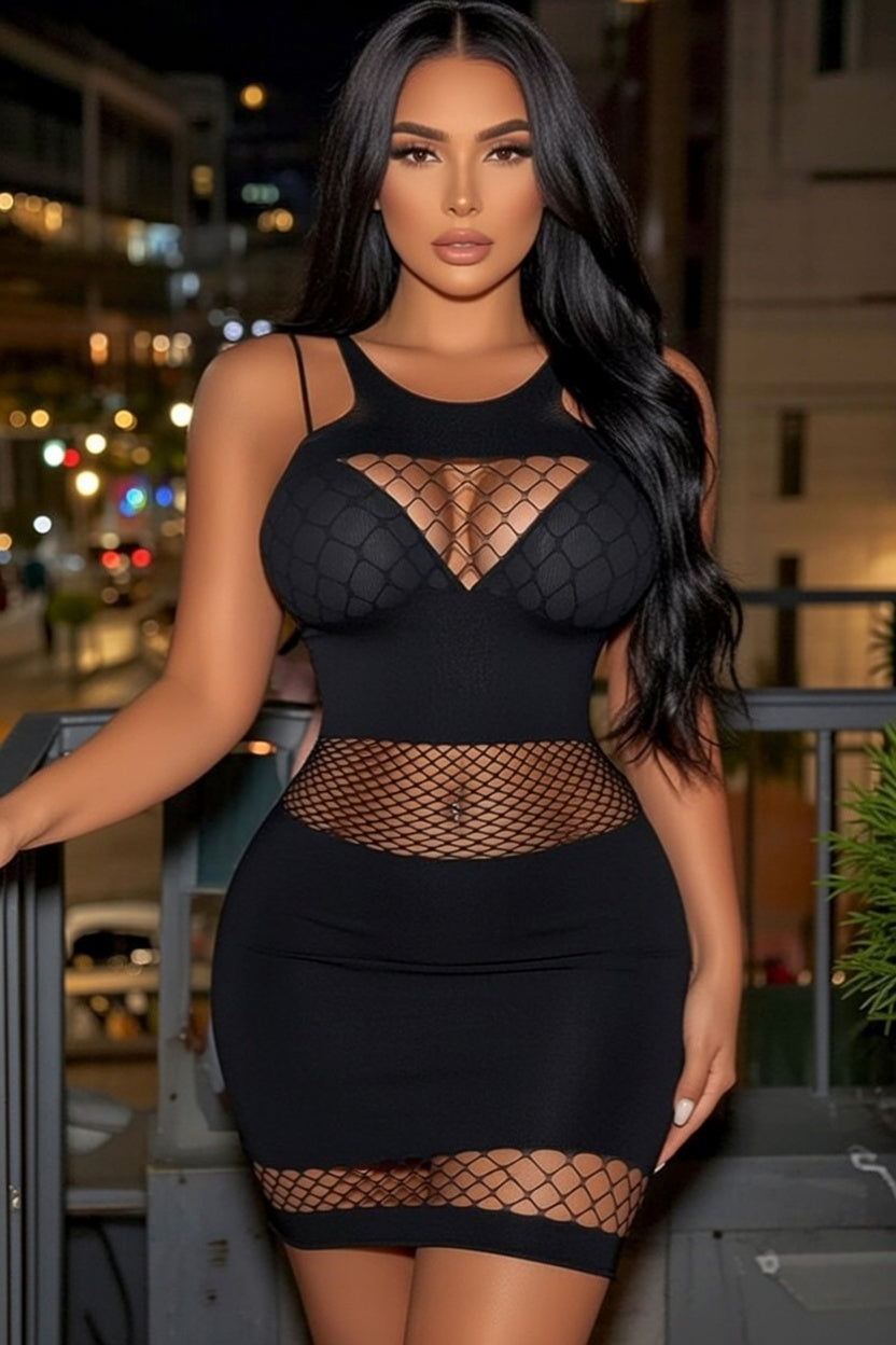 Black Fishnet Mini Dress