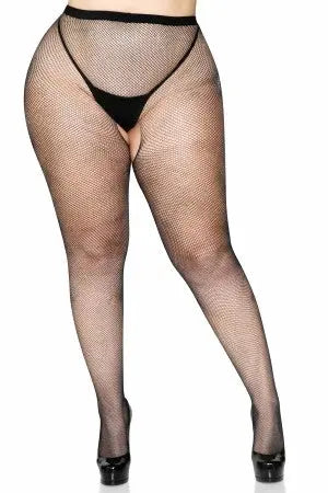 Plus Size Crotchless Fishnets Leg Avenue