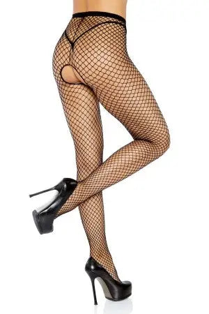 Black Industrial Net Crotchless Pantyhose Leg Avenue