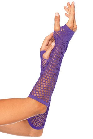 Purple Fishnet Fingerless Gloves - LingerieDiva