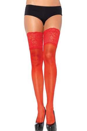Red Thigh High with Silicone Lace Top