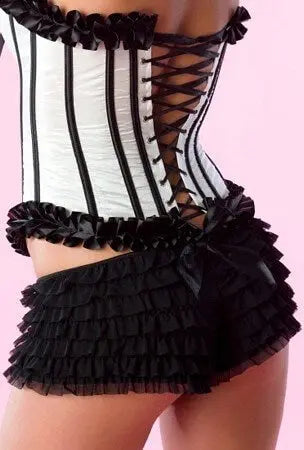 Black Ruffle Boy Shorts W/ Bow Velvet Kitten