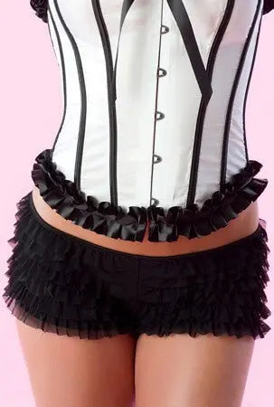 Black Ruffle Boy Shorts W/ Bow Velvet Kitten