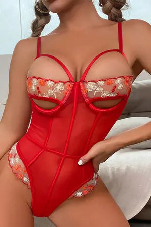 Unstoppable Floral Mesh Red Teddy Velvet Kitten