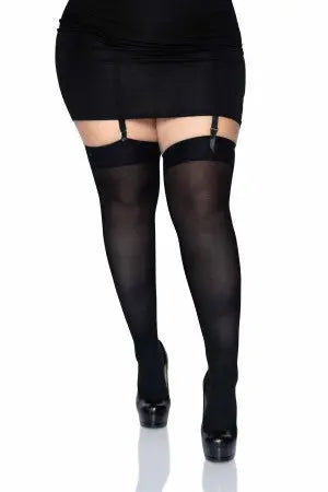 Black Opaque Nylon Thigh Highs Leg Avenue