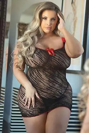 Plus Black Bold Desires Ribbon Lace Up Fishnet Dress Yelete