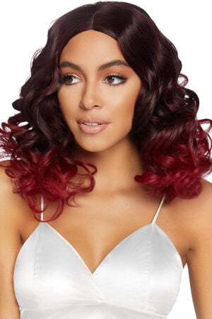 Burgundy 18&quot; Curly Ombre Long Bob Wig