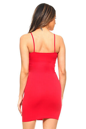 Red Seamless Cami Slip Dress