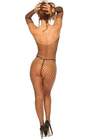 Off The Shoulder Net Bodystocking Velvet Kitten