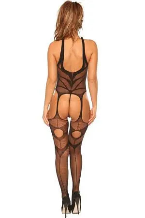 Keyhole Suspender Bodystocking Velvet Kitten
