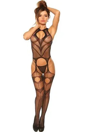 Keyhole Suspender Bodystocking Velvet Kitten
