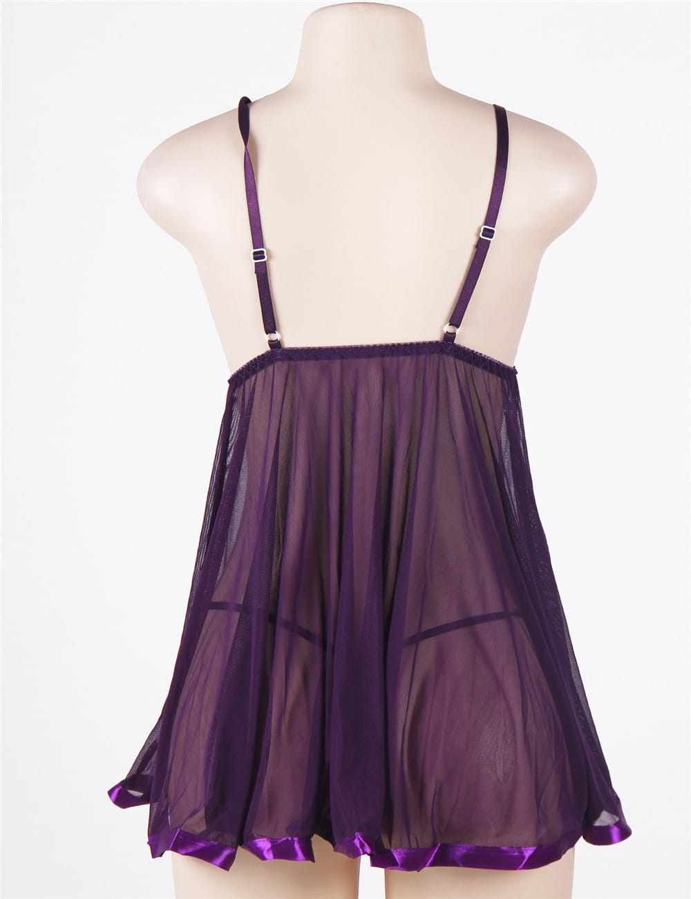 Plus Size Purple Sheer Mesh Babydoll