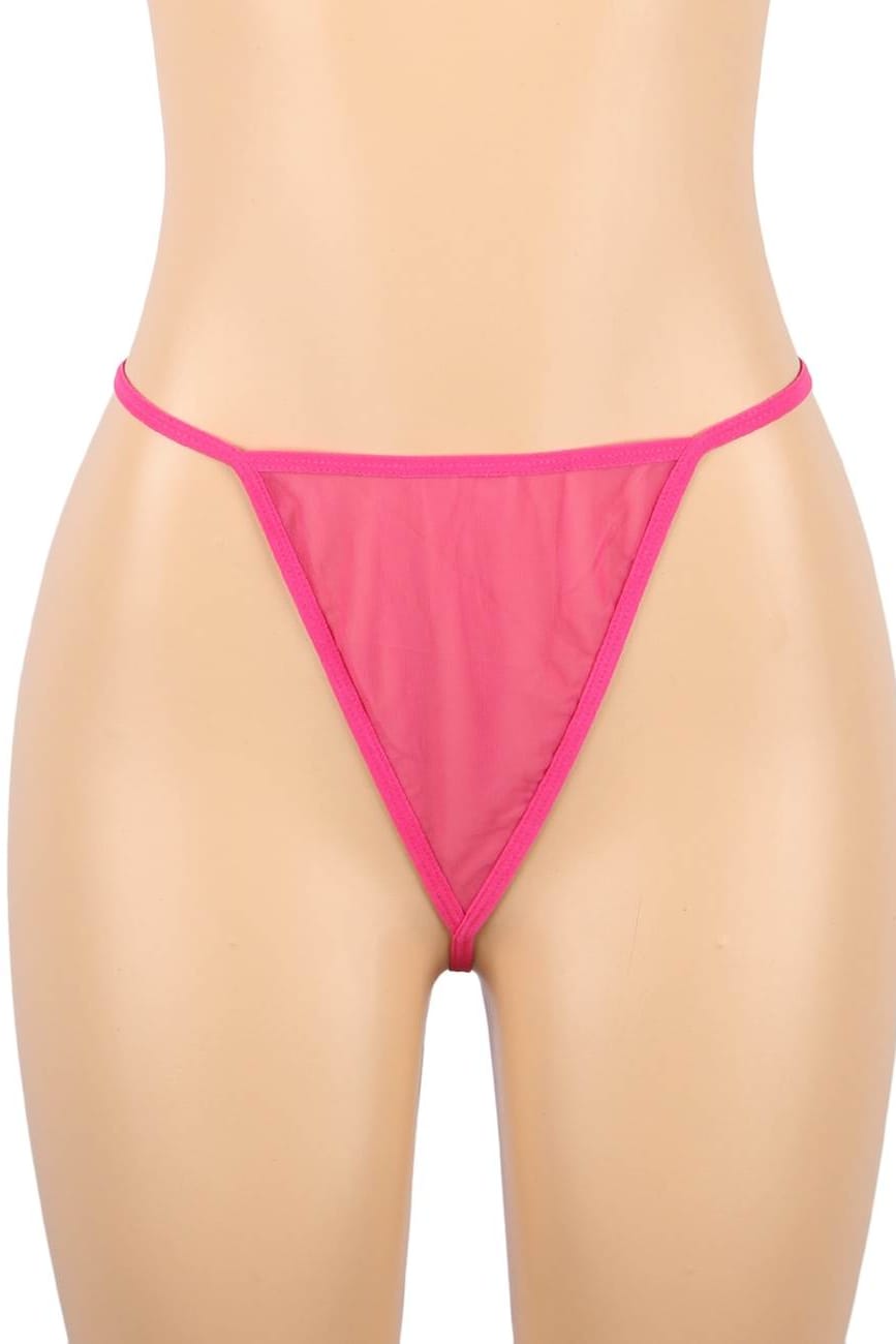 Plus Size Hot Pink Sheer Mesh Babydoll