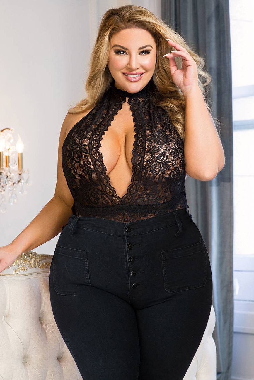 Plus Size Black Lace Teddy