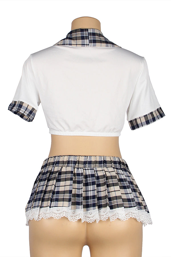 Plus Size Sexy School Uniform Top and Skirt