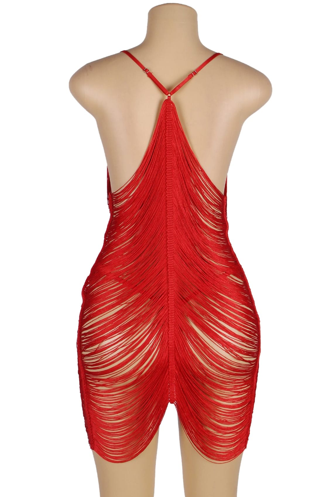 Red Fringe Tassel Mini Dress