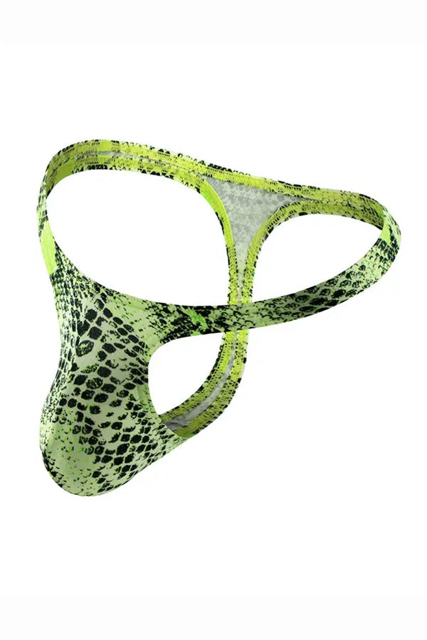 Men's Neon Green Snakeskin Thong Lingerie Diva