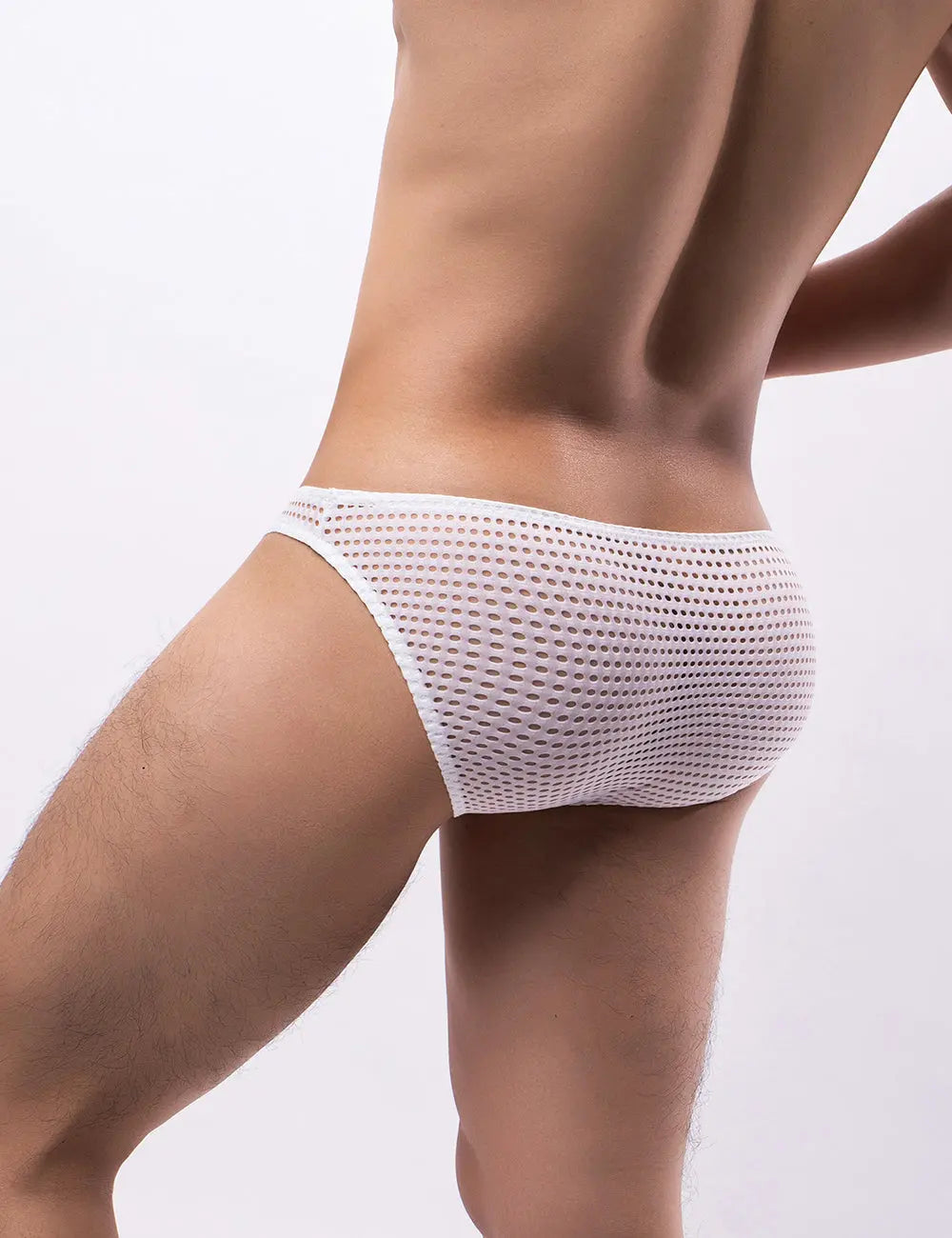 White Breathable Mesh Sexy Men&#39;s Brief Lingerie Diva