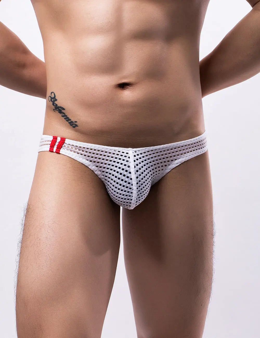 White Breathable Mesh Sexy Men's Brief Lingerie Diva