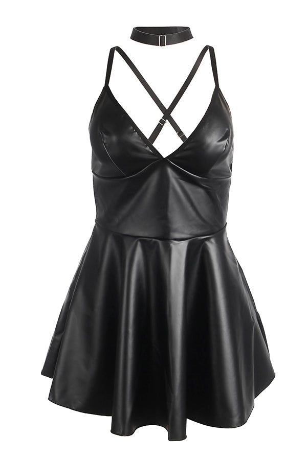 Plus Size Sexy Black Faux Leather Babydoll - LingerieDiva Plus Size Sexy Black Faux Leather Babydoll - LingerieDiva