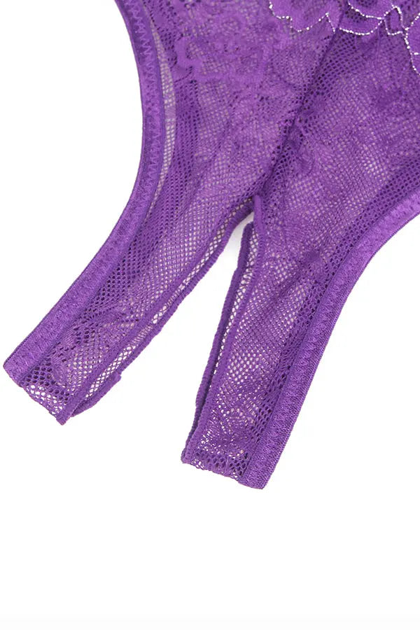 Sexy Purple Lace Crotchless Panties Lingerie Diva