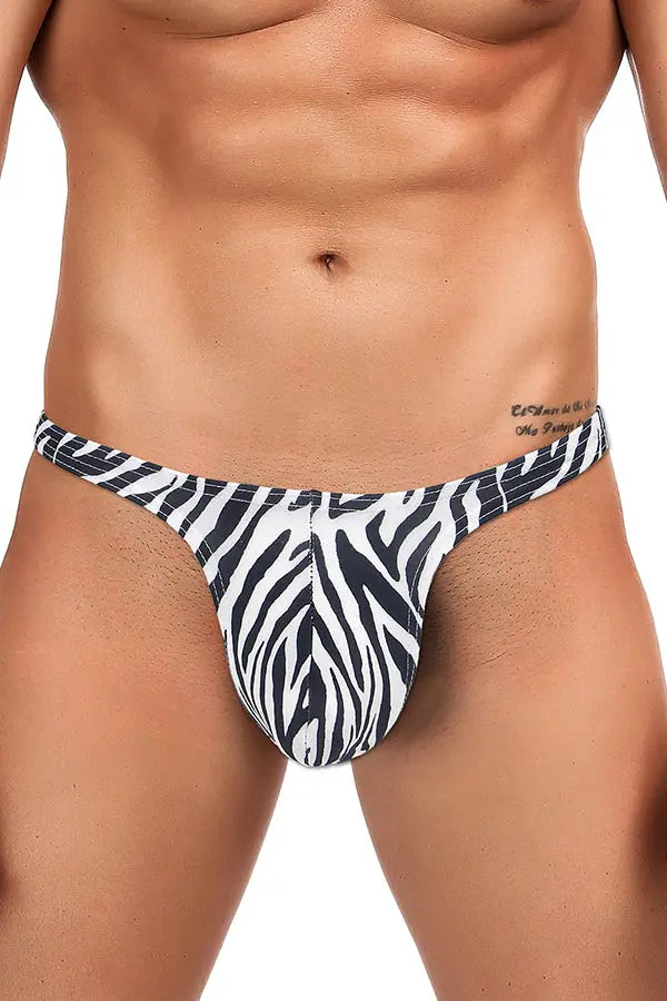 Men's Zebra Print Thong Underwear Lingerie Diva