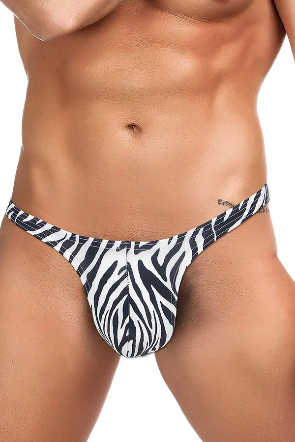 Men's Zebra Print Thong Underwear Lingerie Diva