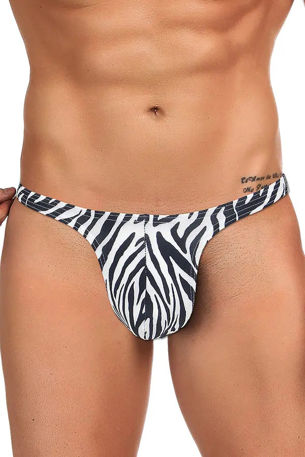 Men's Zebra Print Thong Underwear Lingerie Diva