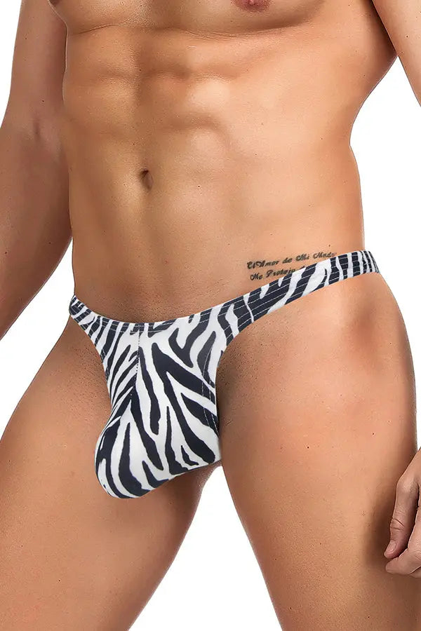 Men's Zebra Print Thong Underwear Lingerie Diva
