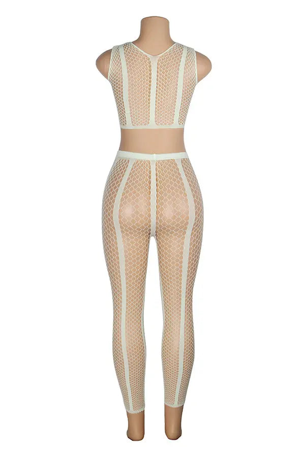 Neon Luminous Mesh Crop Top and Leggings Lingerie Diva