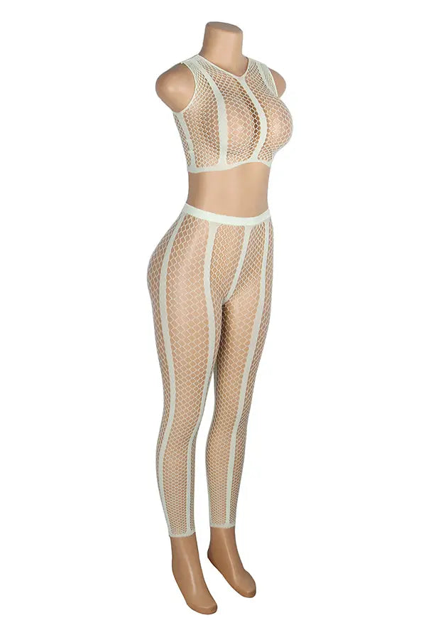 Neon Luminous Mesh Crop Top and Leggings Lingerie Diva