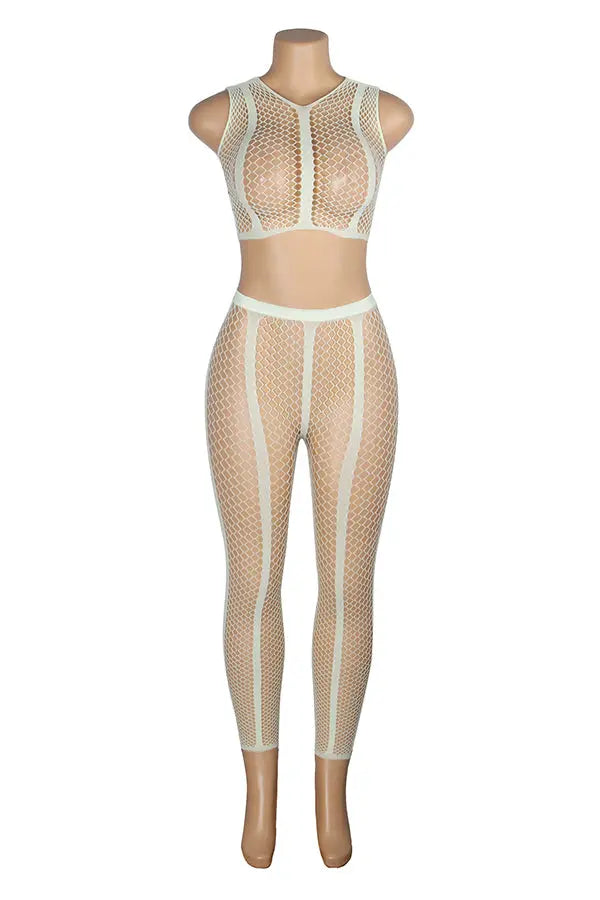 Neon Luminous Mesh Crop Top and Leggings Lingerie Diva