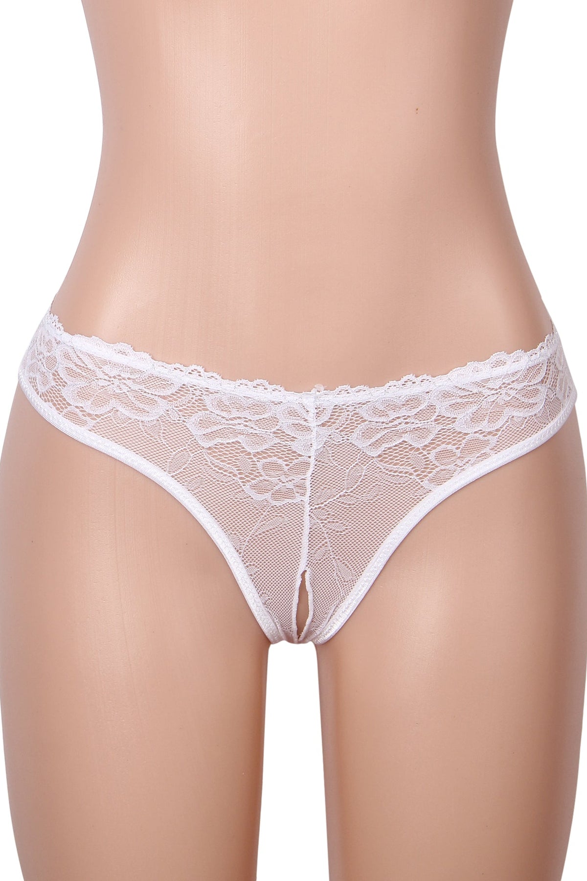 Sexy White Lace Crotchless Panties