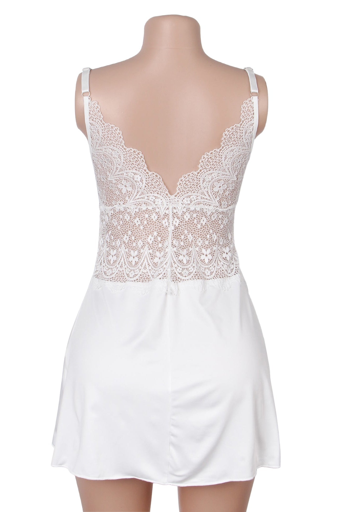Plus Size White Stretch Jersey Lace Babydoll