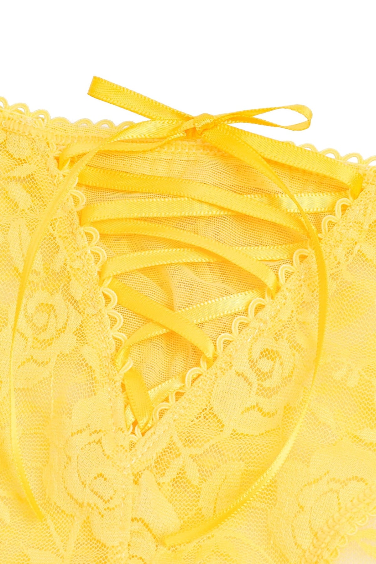 Yellow Front Lace-up Open Crotch Panty