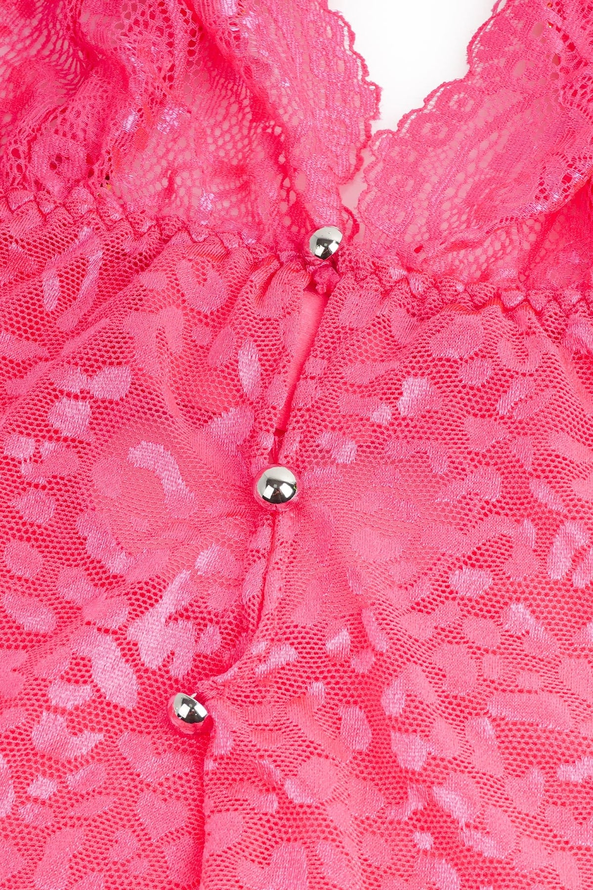Pink Leopard Print Sheer Mesh Chemise
