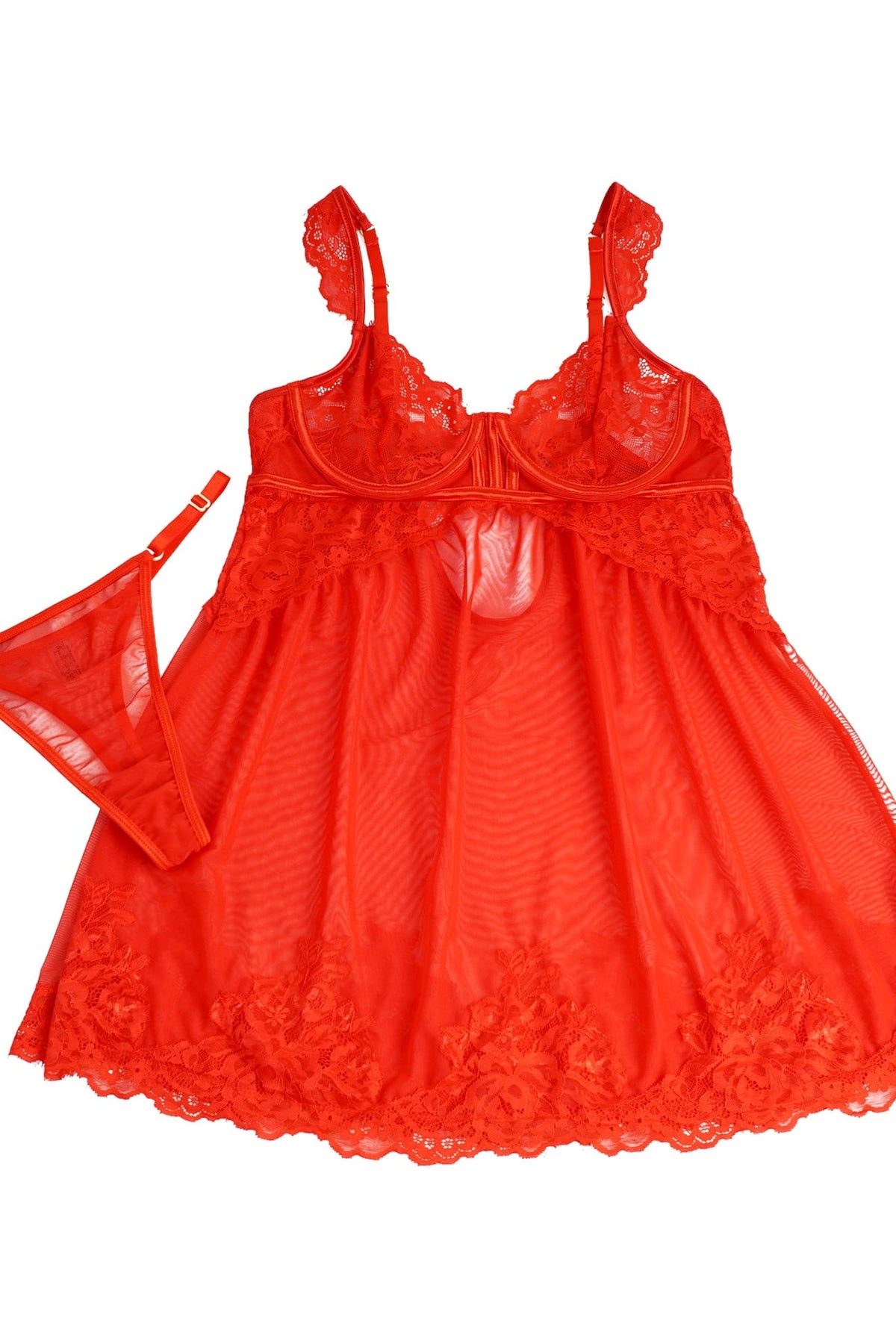Red Lace Underwire Babydoll