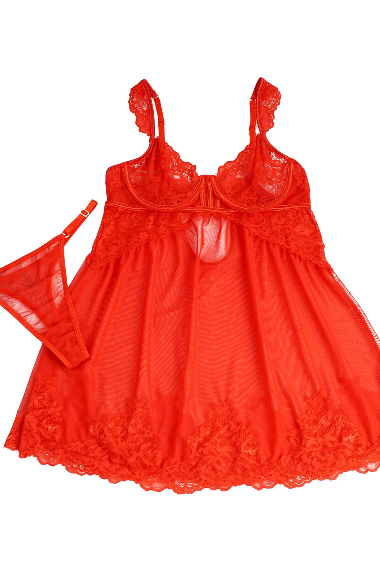 Red Lace Underwire Babydoll