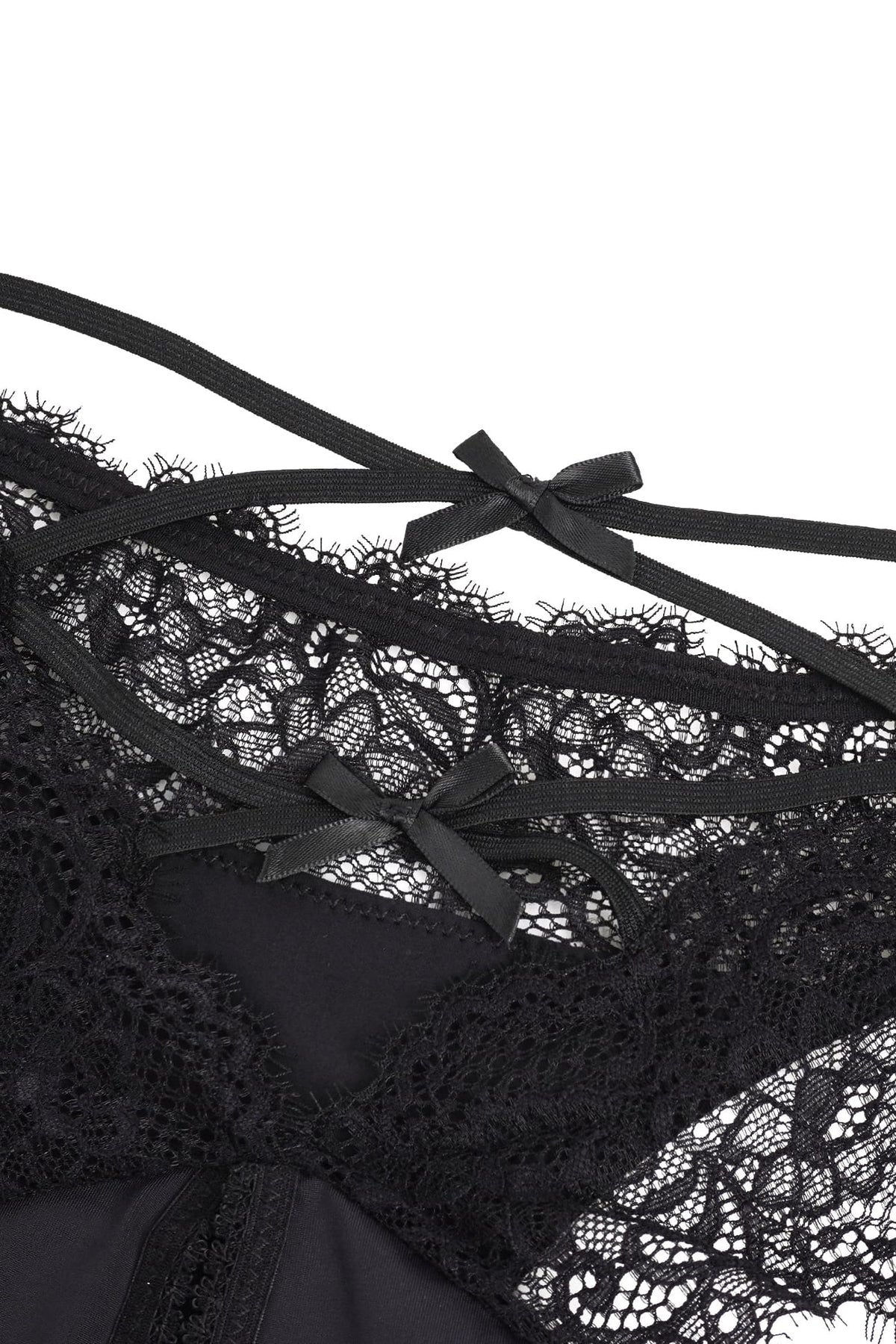 Black Criss-Cross Back Lace Crotchless Panty