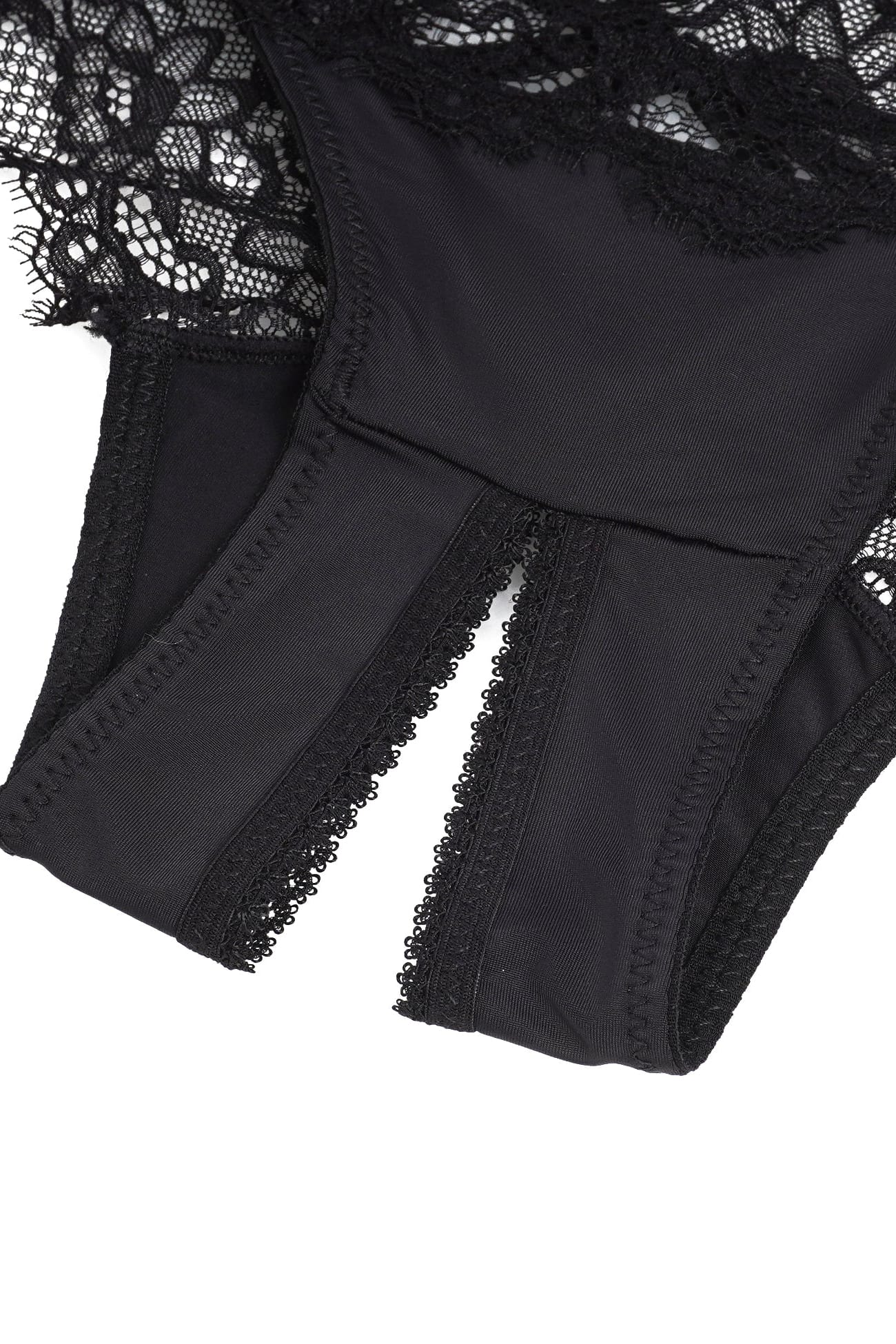 Black Criss-Cross Back Lace Crotchless Panty