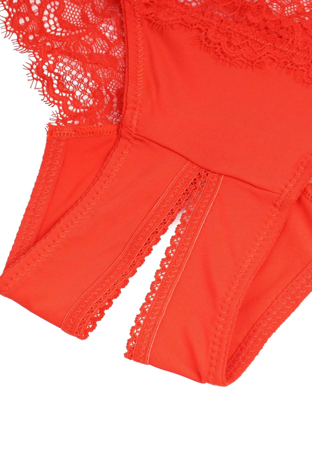 Red Criss-Cross Back Lace Crotchless Panty