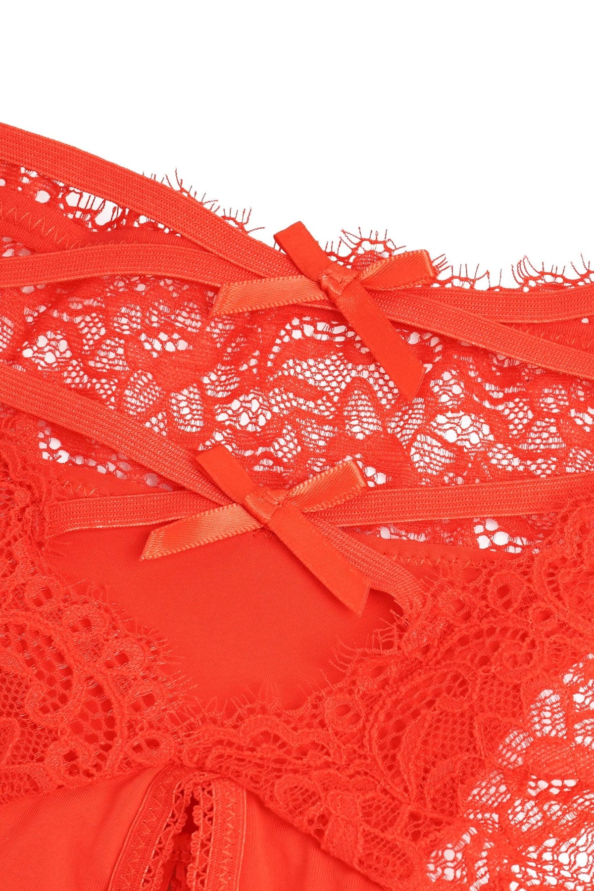 Red Criss-Cross Back Lace Crotchless Panty