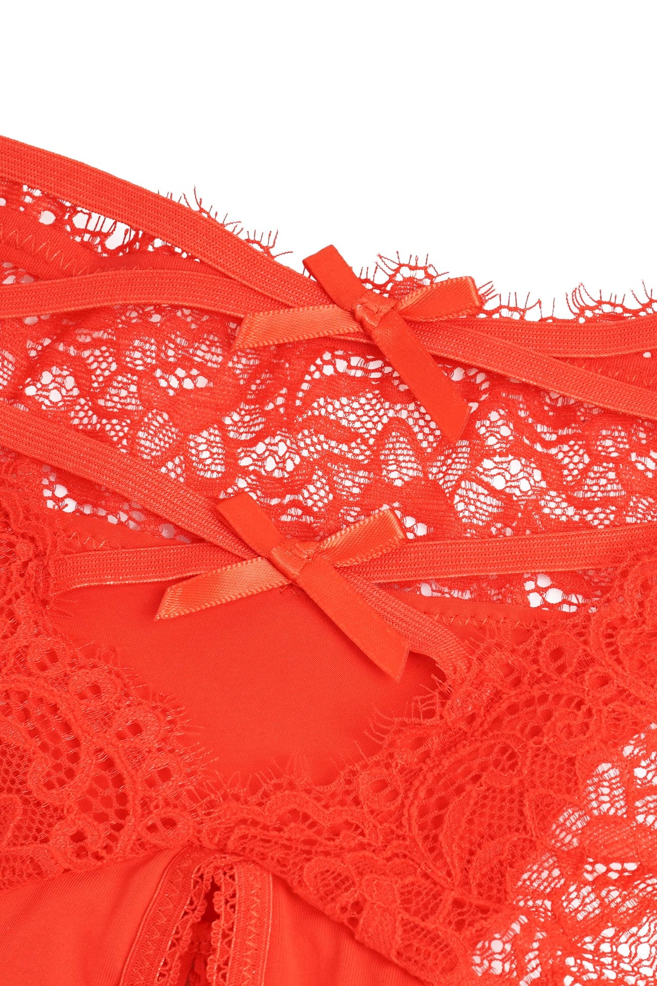 Red Criss-Cross Back Lace Crotchless Panty