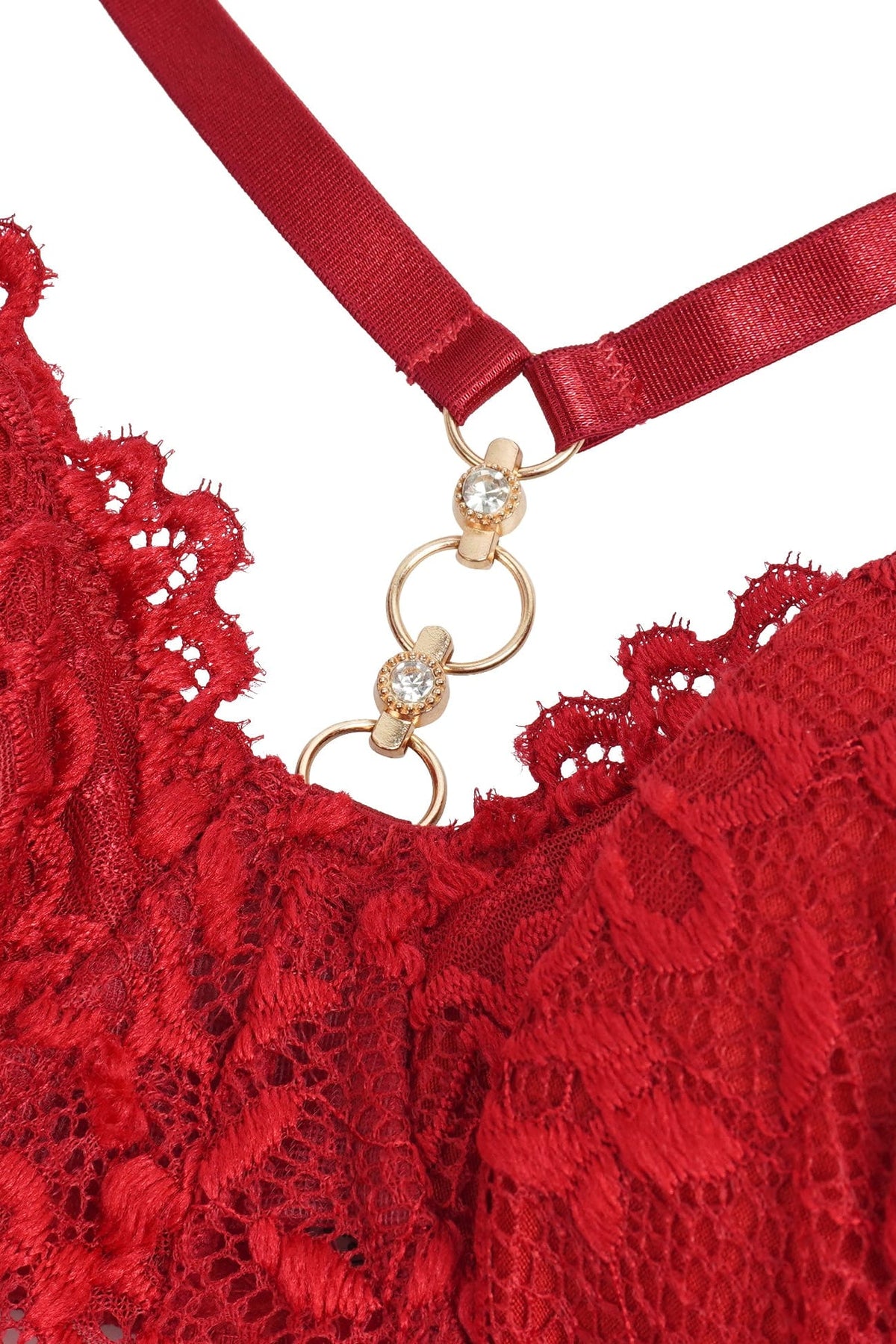 Red Floral Lace Babydoll with Side Slits