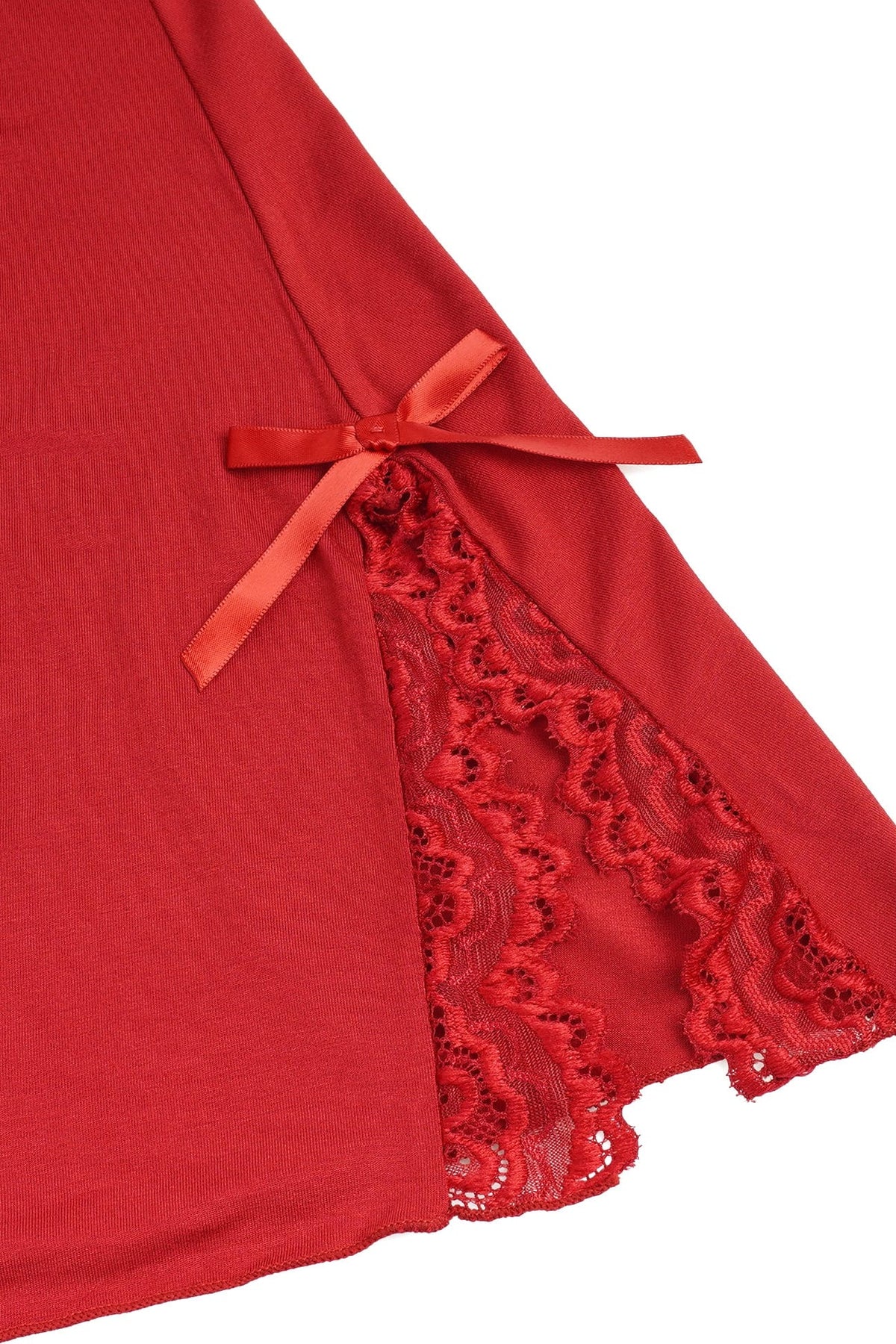 Red Floral Lace Babydoll with Side Slits